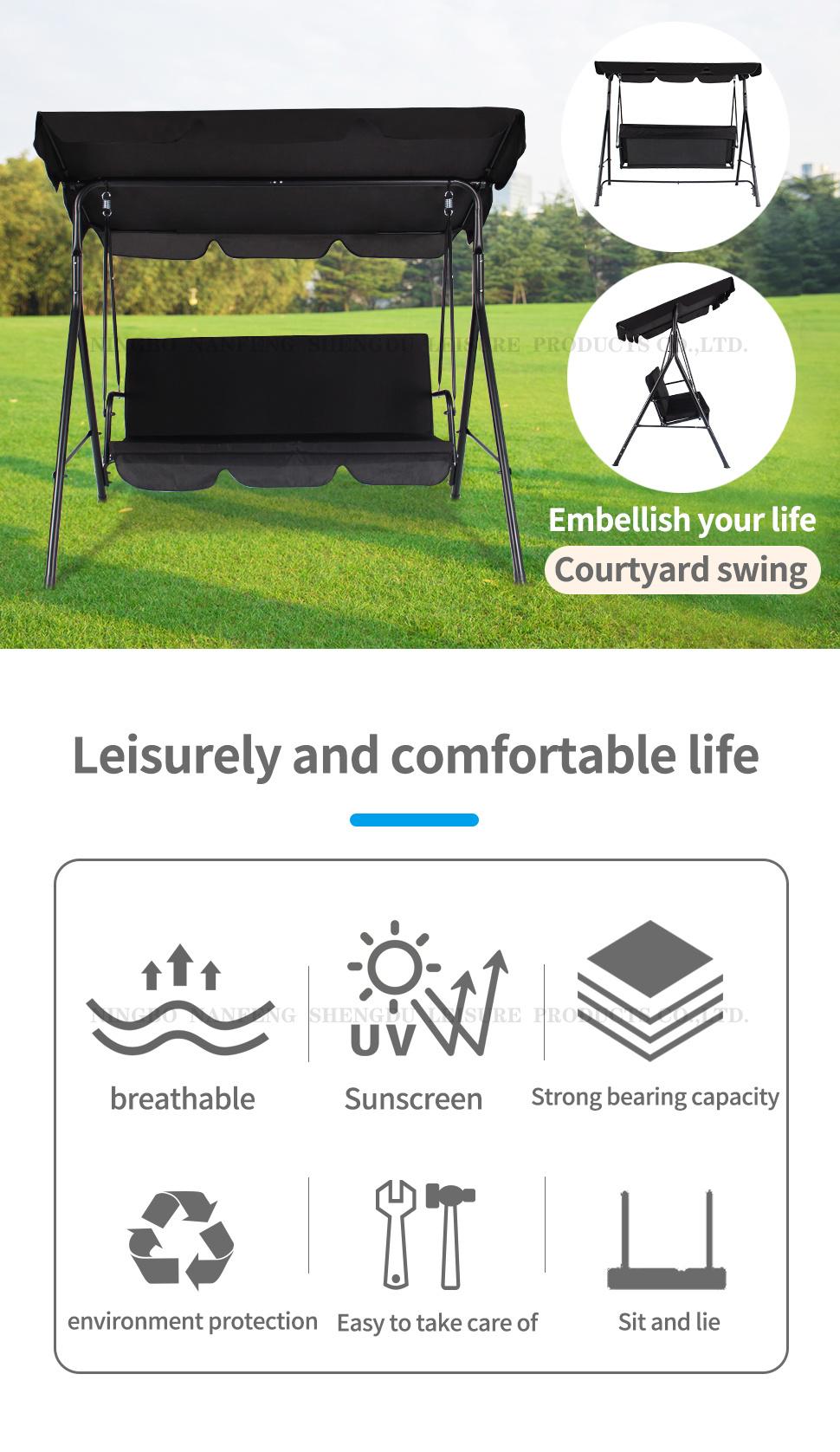 Patio Swing Chair, 2/3-Person Outdoor Canopy Swing,Porch Swing with Removable Cushion and Convertible Canopy,Outdoor Swing Chair for Patio,Garden,Poolside,Balco