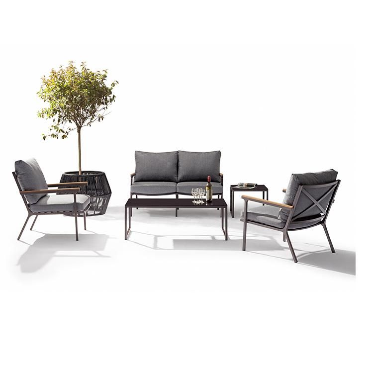 New Design Outdoor Sofa Furniture Garden Leisure Living Sofa Rope Woven Aluminum Frame Waterproof Outdoor Sofa Sets