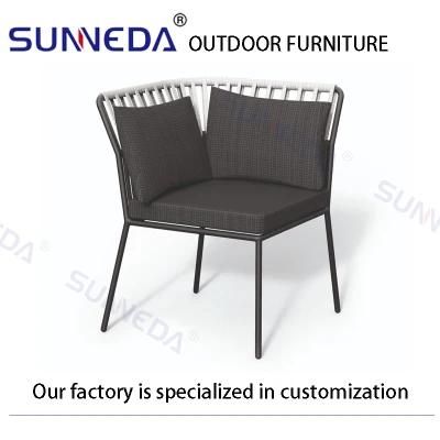 Outdoor Minimalism Modern Soft Chair with Glazed Glass Tea Table