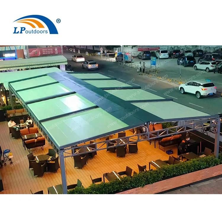 Customized Remote Controlled Gazebo Big Size Outdoor Open-Air Foldable Roof Restaurant
