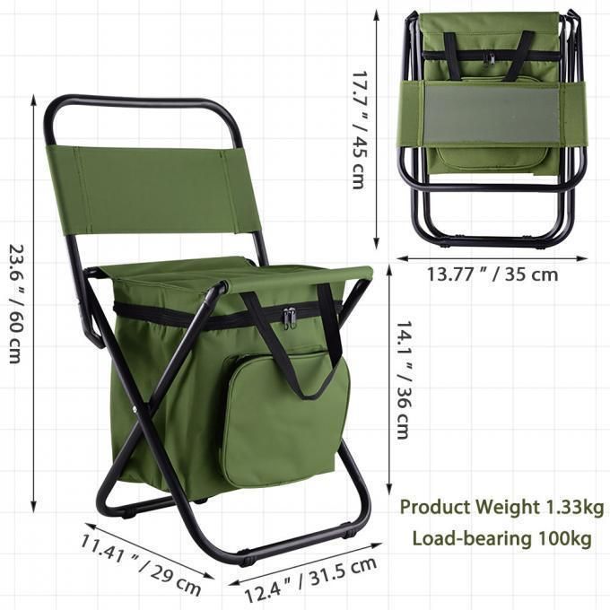 Jetshark Multi-Functional Bag Portable Lightweight Oxford PVC Waterproof Folding Backrest Chair