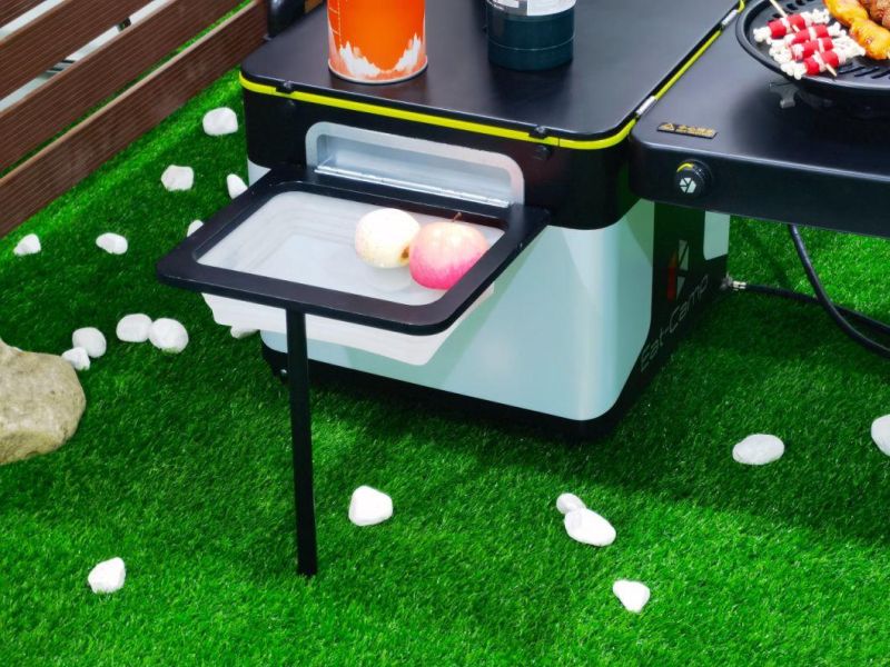 a New Design Camping Table with Double Gas Stoves