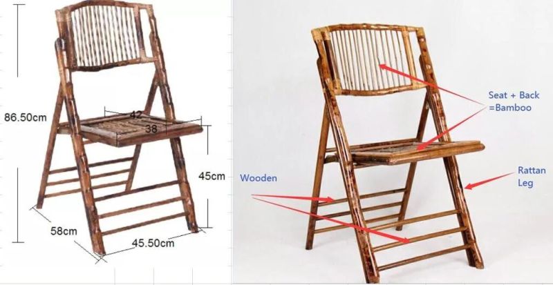 Hot-Sale Rustic Antique Vintage Bamboo Folding Rattan Wedding Chair 2022