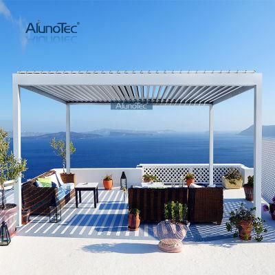 White Color Architectural Patio Canopy Motorized Aluminum Opening Roof Pergola with Top LED Options