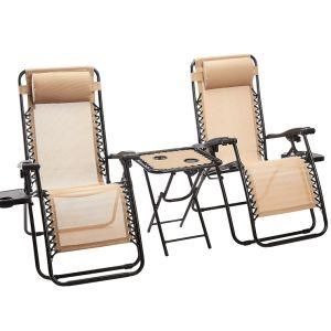 Wholesale Outdoor Adjustable Zero Gravity Folding Reclining Lounge Chair with Side Table and Pillow