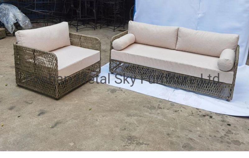 Outdoor Hotel Restaurant Patio Garden Aluminum Rope Wicker Rattan Sofa