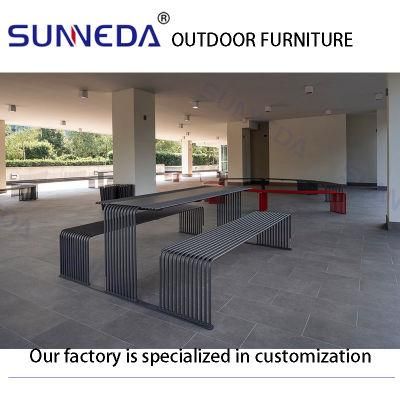 Modern Design Creative Stainless Steel Long Table and Chairs for Outside