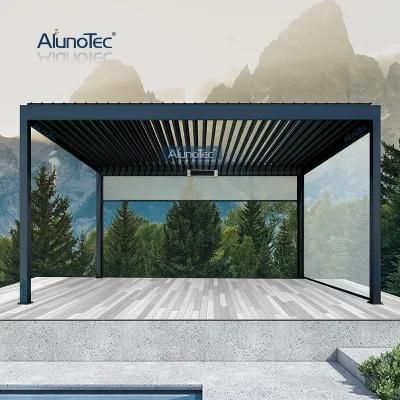 Heavy Duty Design Restrurant Gazebo Pavilion Louver Roof With Side Screen Decoration