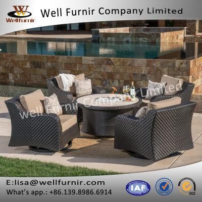 Well Furnir Rattan 5PC Swivel Chat Set with Table (WF-17113)