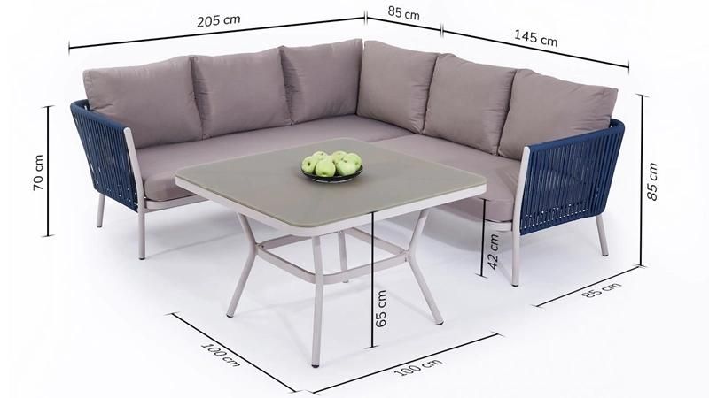 Modern Style Rope Aluminum Modular Outdoor Garden Sofa Set