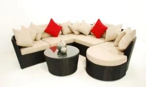 Outdoor Rattan Garden Furniture, Love Corner Wicker Sofa Set in Black (P-LLS01)