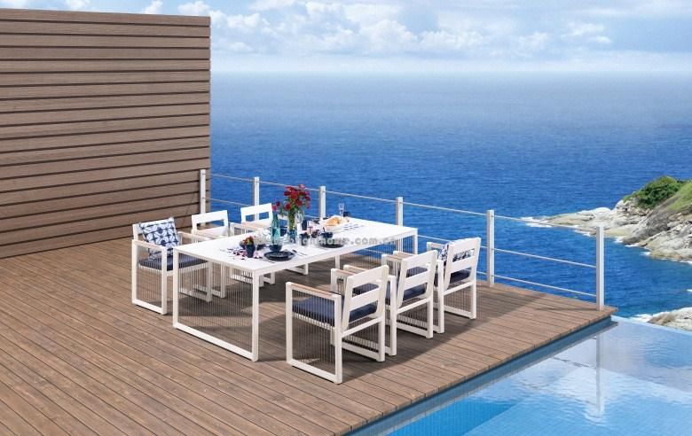 New Design Popular Aluminium Frame Rope Outdoor Dining Furniture