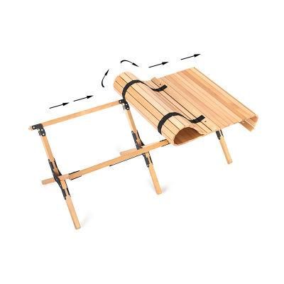 Custom Wooden Portable Folding Camping Wood Roll Top Picnic Table