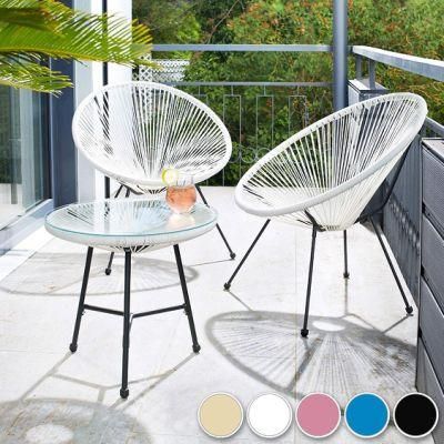 Wholesale Outdoor Furniture Patio Terrace Rattan Chair PE Rattan Metal Table and Chair Garden Set