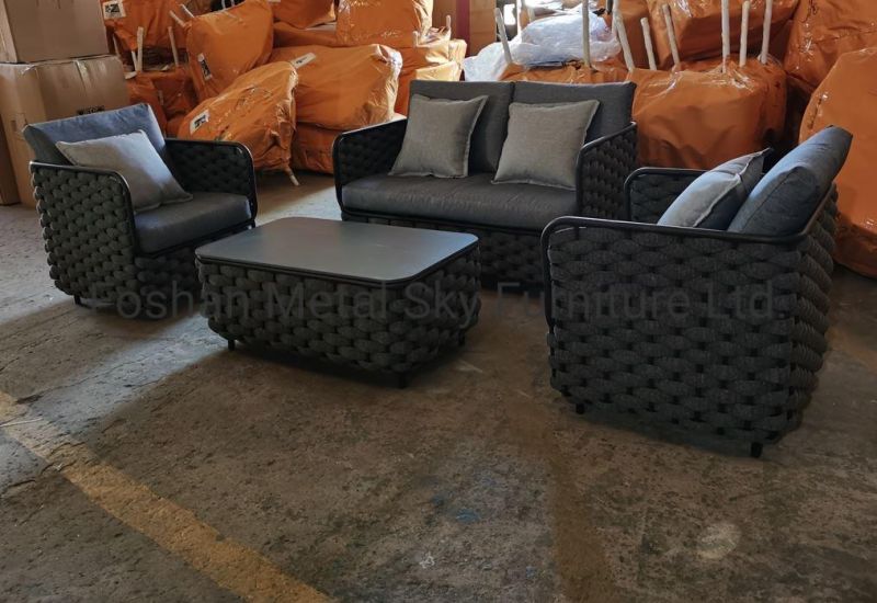 Outdoor Hotel Restaurant Patio Garden Aluminum Wicker Rattan Rope Sofa