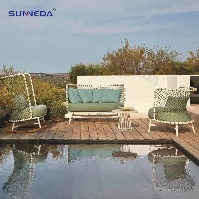 Minimalism Patio Sofa Set Round Webbing with Tarpaulin Seat and Back