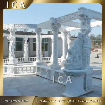 Outdoor Marble Decoration Decor Pavilion Gazebo with Women Statues