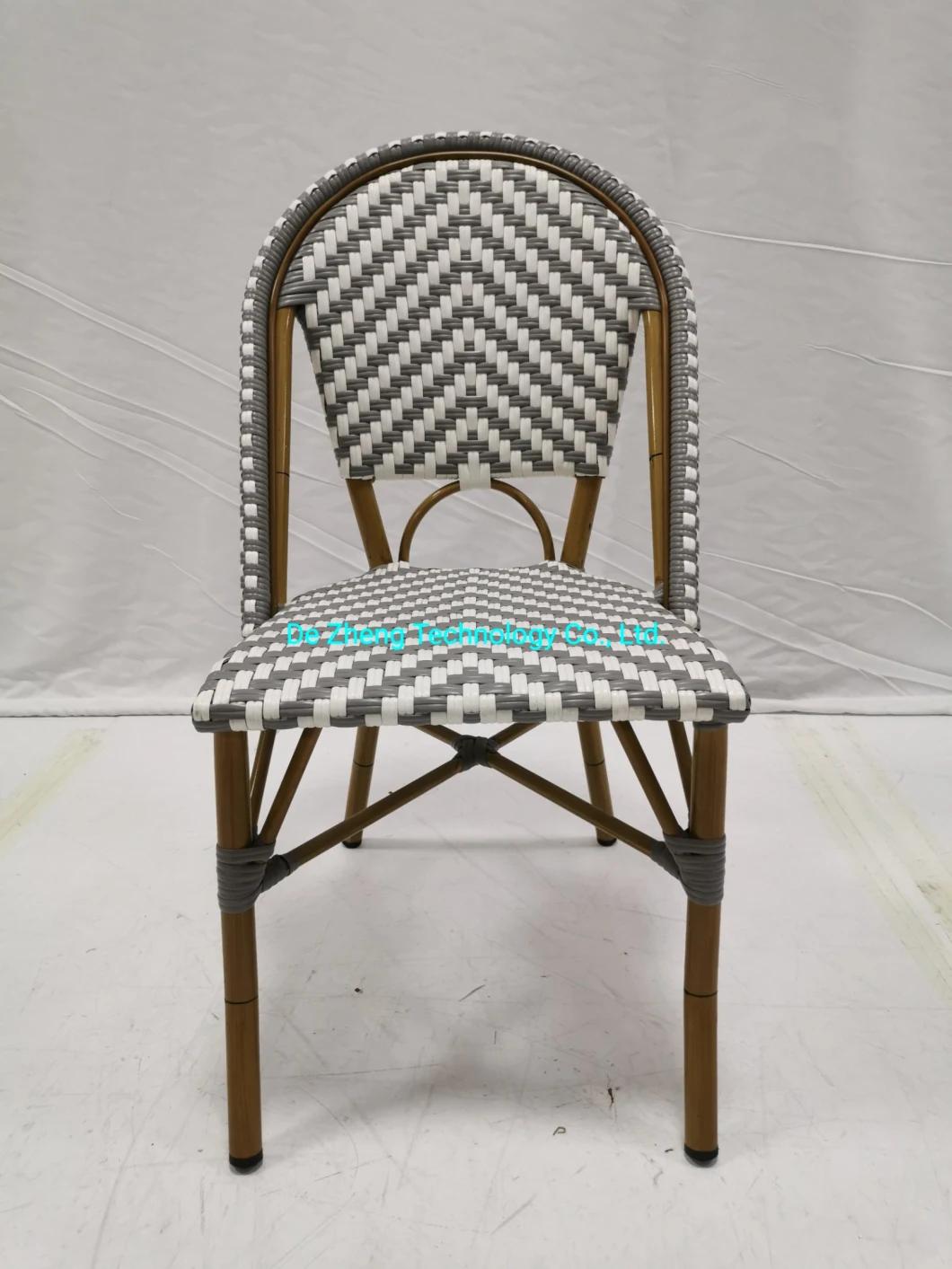 Weather Resistant French Bistro Restaurant Chair Outdoor Garden Rattan Furniture