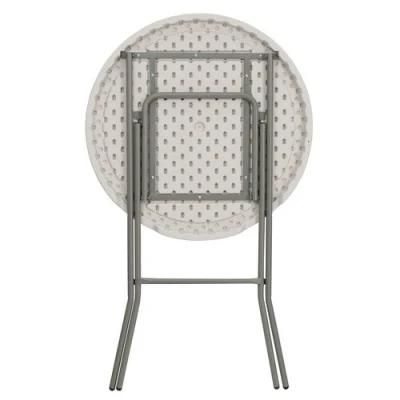 Stored Indoors Round Granite White Plastic Bar Height Folding Table