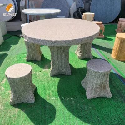 Outdoor Garden Furniture Granite Stone Set and Table Marble Round Table and Chairs