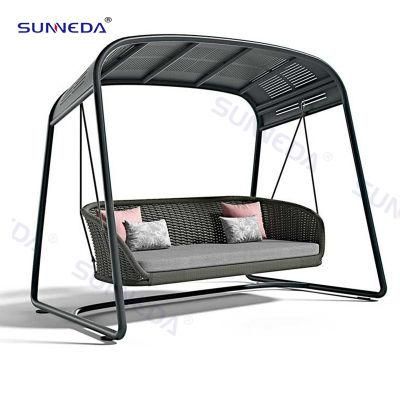 Sunneda Commercial Cushion 3 Seater Balcony Bench Cane Garden Rocking Swing Chair