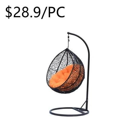 Modern Garden Metal Frame Rattan Basket Handing Egg Swing Chair