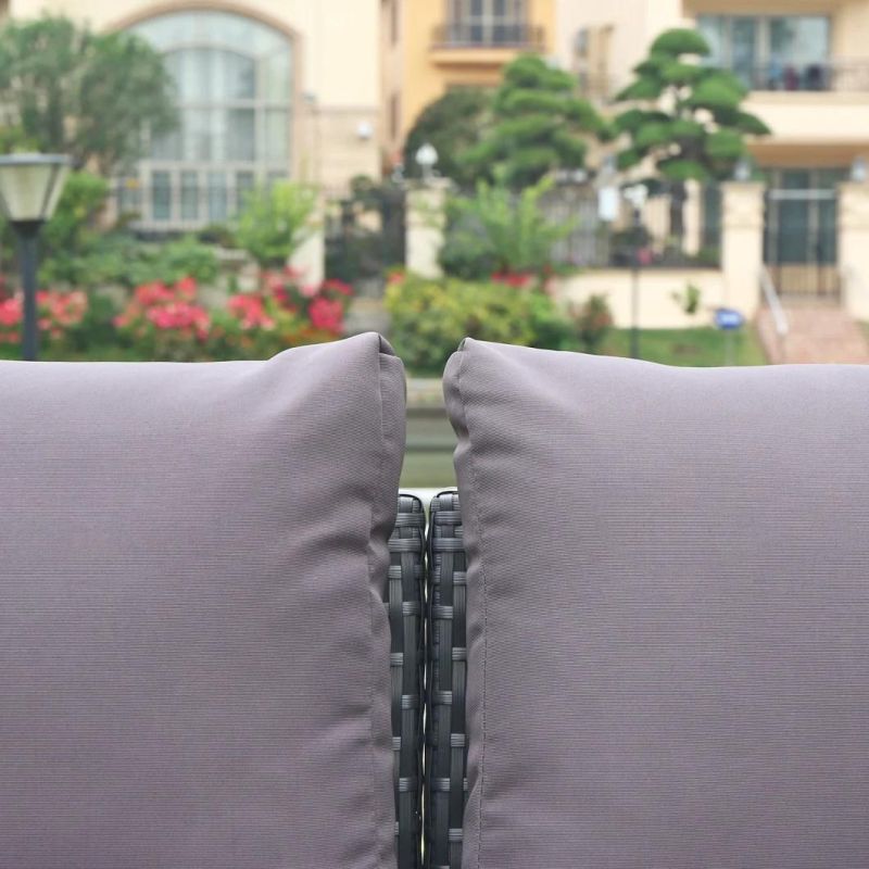 Hot Sale Outdoor Home Hotel Furniture Rattan Sofa Set with 6mm Tempered Glass