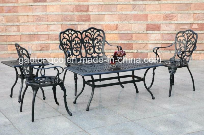 Garden Bistro Set 3 PCS with Cushions 1 Table 2 Armchairs Outdoor Cast Aluminium Furniture Black