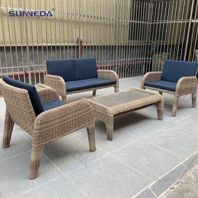 Hot Sell 4 Seaters Rattan Sofa Set Patio Wicker Outdoor Furniture with Table
