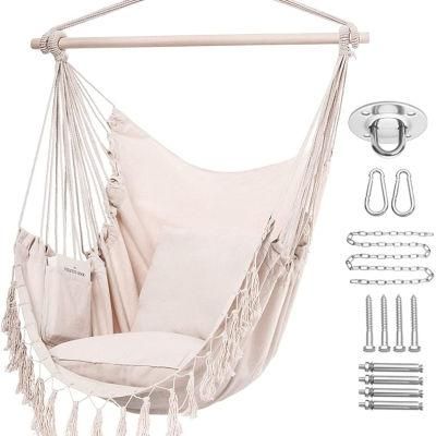 Comfortable Outdoor Camping Polyester Rope Hanging Hammock Chair with Pocket