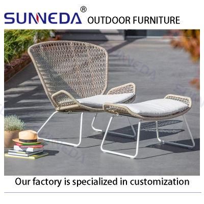 Single Back Outdoor Chair with Waterproof Cushion and Elegant Footstool