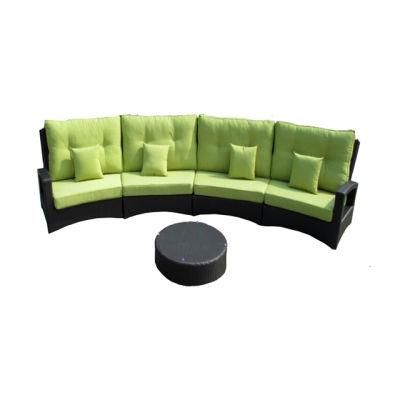 Half Round Sectional Rattan Sofa with Armrest