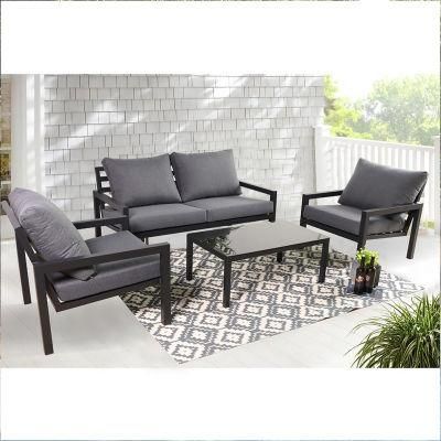 Wrapped Aluminum Carton Box Patio Clearance Black Metal Outdoor Sectional Sofa Patio Set