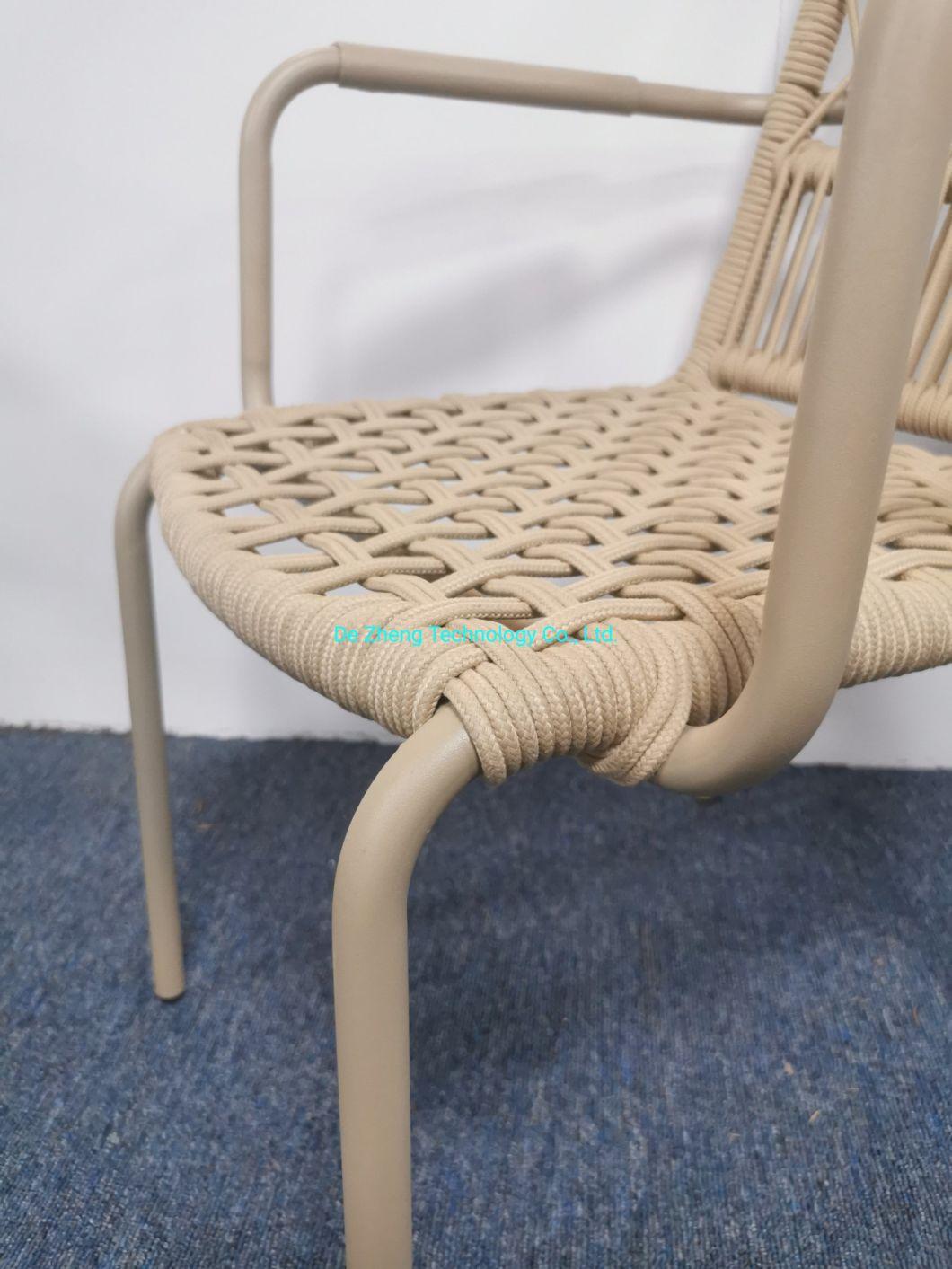 China Wholesale Aluminum French Rope Dining Chair Garden Rope Chair Antique Coffee Restaurant Chair Outdoor Dining Chair