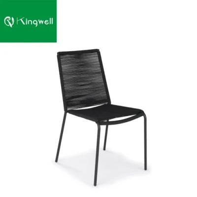 Outdoor Black Aluminum Chair with Olifen Rope Weaving for Sale