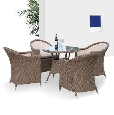Foshan European OEM Customized Sets Metal Outdoor Villa Rattan Garden Table and Chairs with High Quality Dining Set