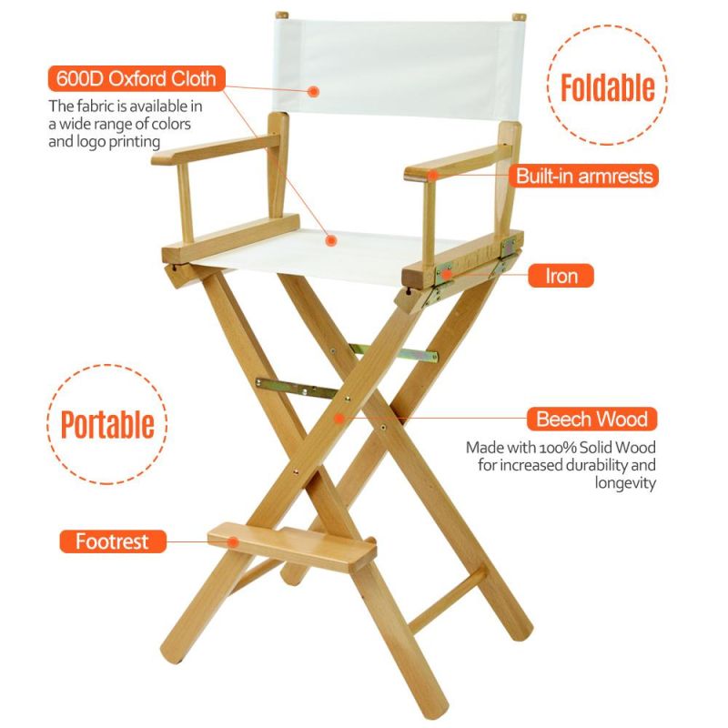 Foldable Wood Portable Camping Fishing Folding Director Makeup Chair
