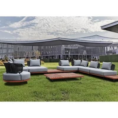Hot Sale Bar Cafe Darwin China Teak Wood Modular Set Outdoor Sofa