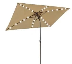 Square Solar Powered LED Light Lighted Outdoor Garden Parasol