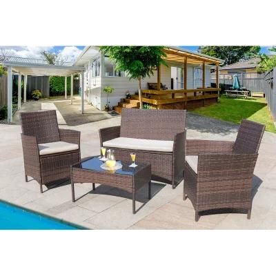4PCS Wicker Rattan Hotel Home Garden Patio Outdoor Sofa Chair Furniture