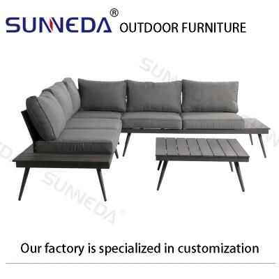 Home Furniture Outdoor Garden Plastic Wood Practical Corner Sofa