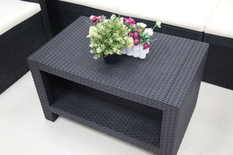 5 Seat Lenon Color Resin Rattan Injection Sofa