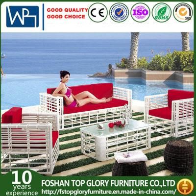 UV Resistant Outdoor Restaurant Patio Modern White Rattan Sofa Furniture Products for Hotel