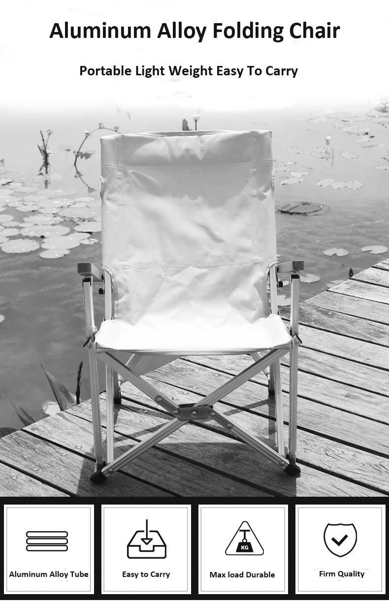 Outdoor Folding Aluminum Alloy with Solid Wood Armrest Portable Lounge Beach Chair