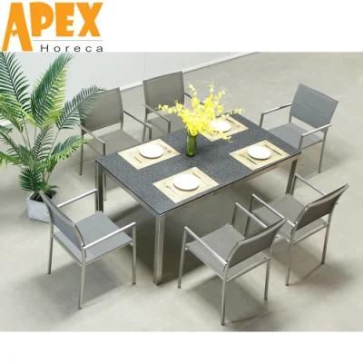 Chinese Wholesale Modern Outdoor Garden Patio Furniture Stainless Steel Frame Table and Chair Set