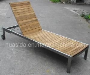 Teak Wood Lounger with Wheels for Pool/Hotel/Patio