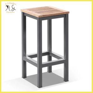 New Arrival Aluminium Teak Wood Slat Counter Stool