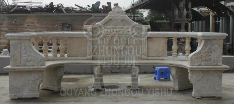 Garden Decoration Outdoor Furniture Stone Marble Carving Park Bench