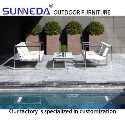 Hot Sale Morden Deluxe Stainness Steel Ss Frame with Textilene Fabric Outdoor Garden Hotel Sofa Furniture