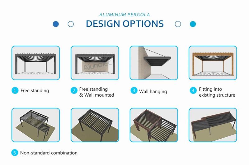 Modern Customized Aluminum Powder Coated Louver Design Garden Pergola